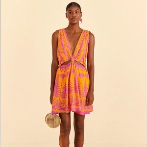 Farm Rio pink and orange mini dress